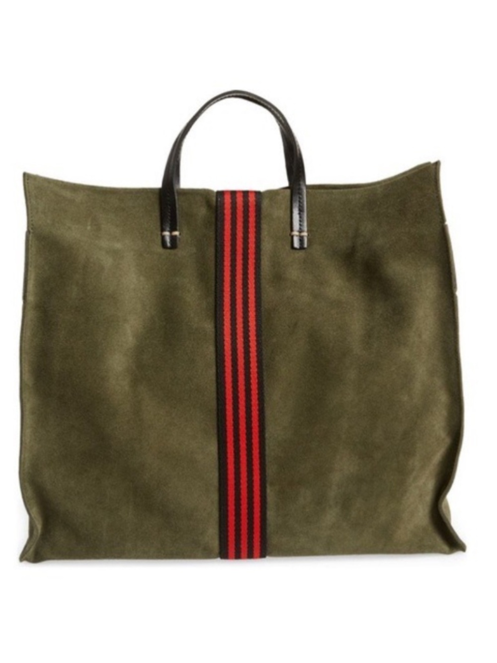 Clare V. Simple Tote in Army Suede/Evergreen/Cherry/Navy